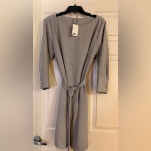 Gray Long Sleeve Dress with Belt